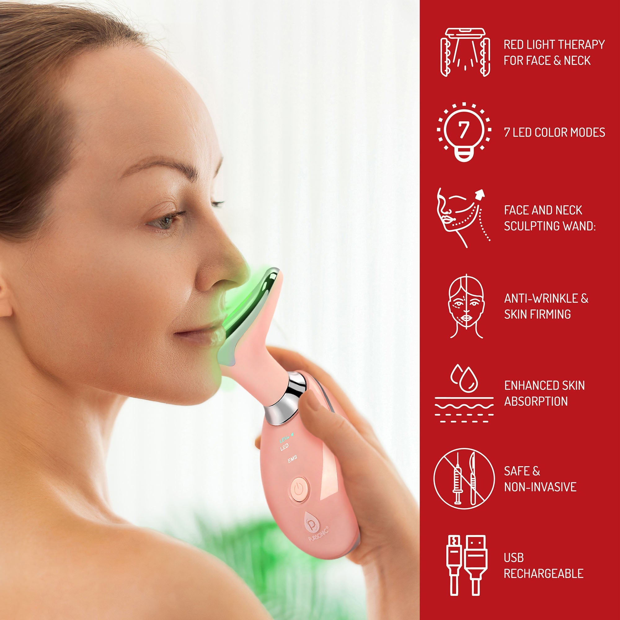 Pursonic Complete At-Home Facial Spa Bundle – Facial Steamer, 7-in-1 LED Light Therapy Device & Hydrocolloid Pimple Patches