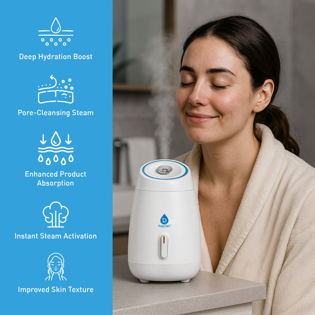 Pursonic Complete At-Home Facial Spa Bundle – Facial Steamer, 7-in-1 LED Light Therapy Device & Hydrocolloid Pimple Patches