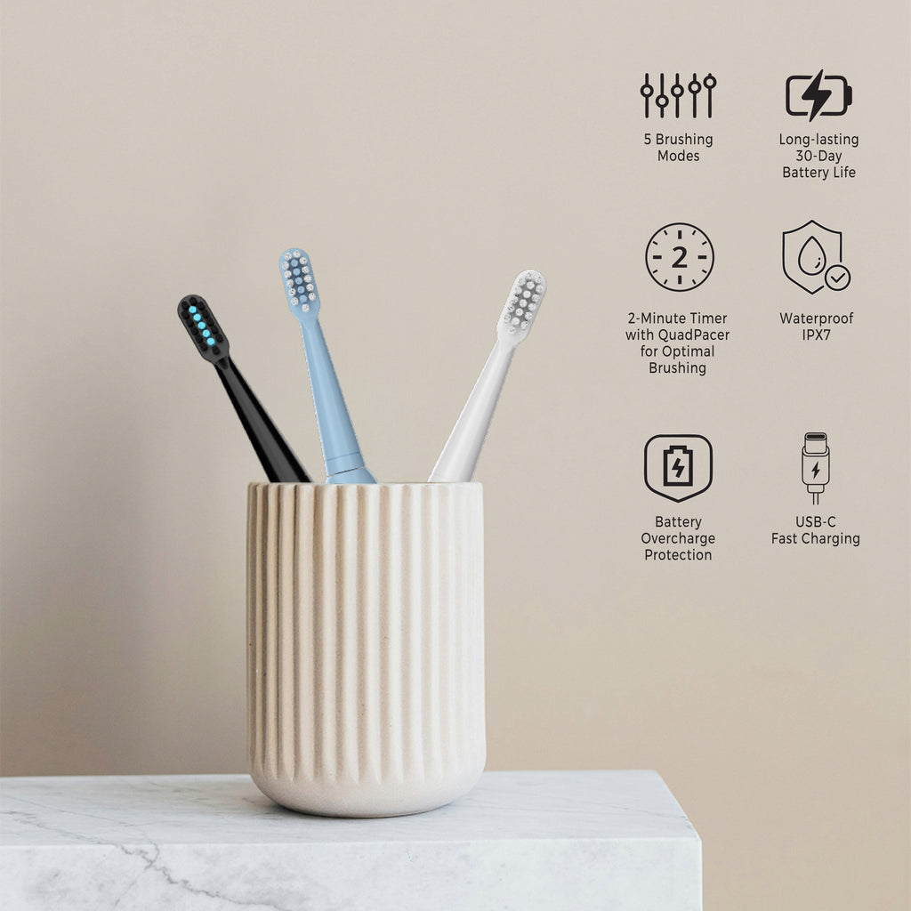 Pursonic Complete Oral Care & Hygiene Bundle: Ultrasonic Cleaner Pod, Rechargeable Oral Irrigator, & USB Sonic Toothbrush