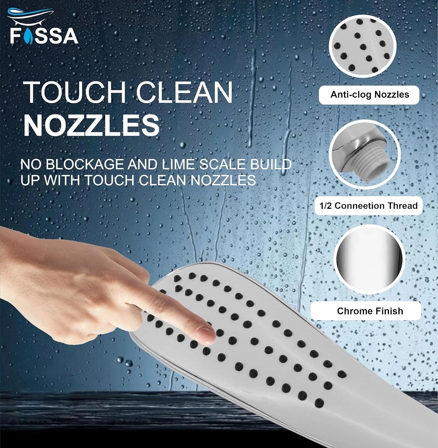 Fossa Dezire Rain Hand Shower, Handheld showers Chrome Finish (Only Hand Shower)